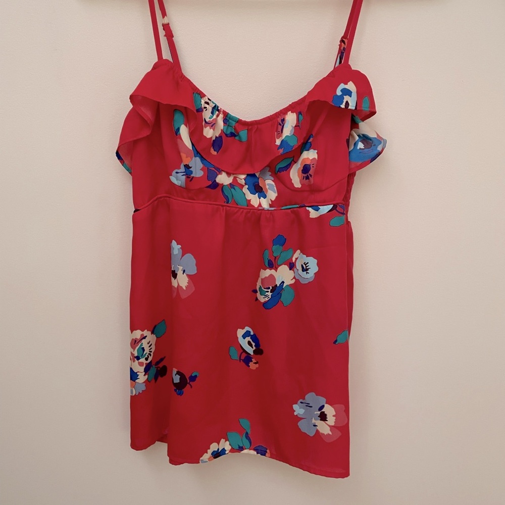 American Eagle Red Floral Tank Top